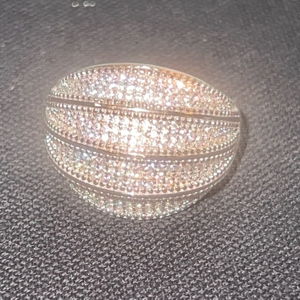 Bold chunky glamorous sparkling Sterling Silver Dome Ring 9 3/4